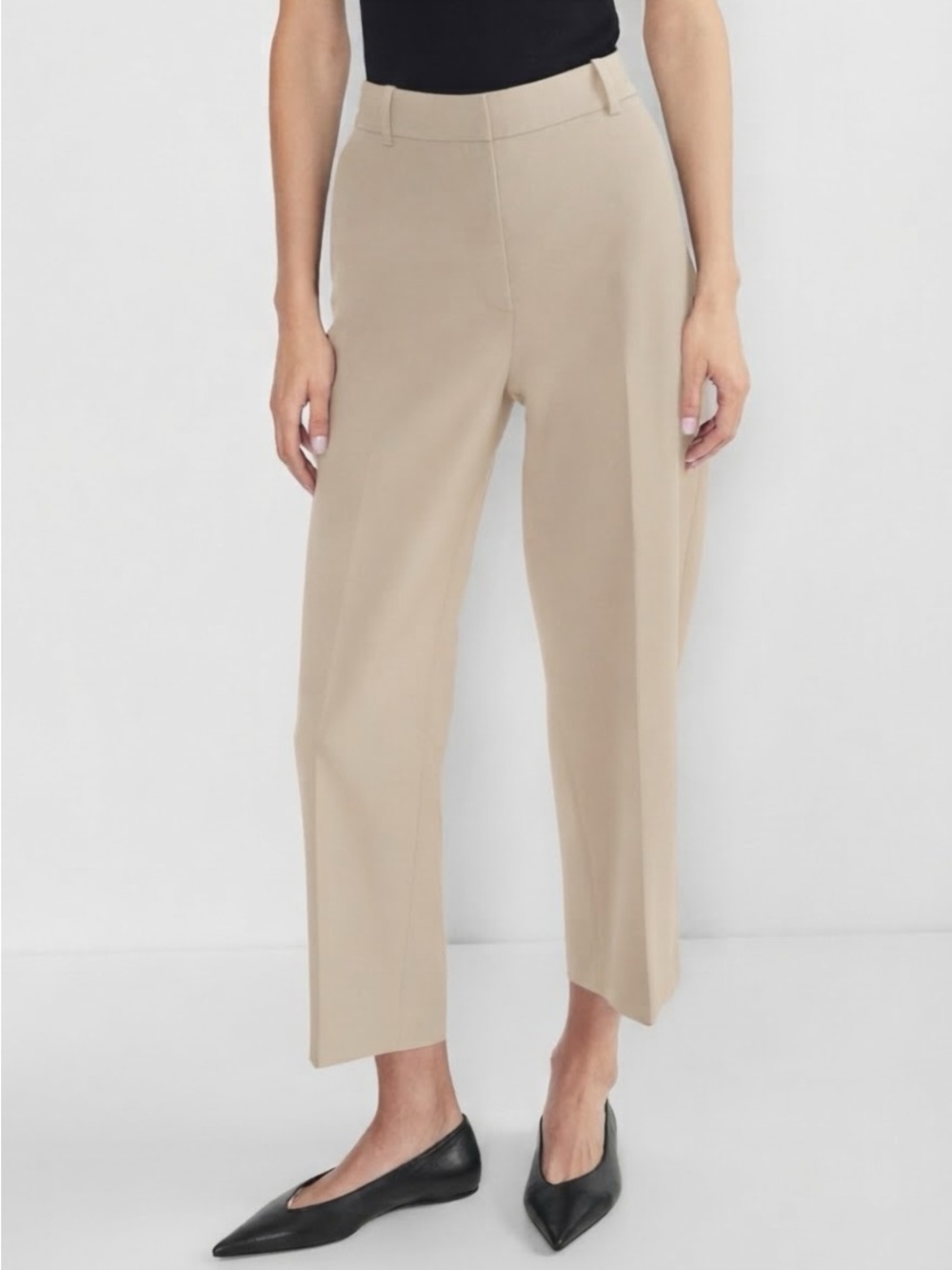 Aritzia Babaton Sz 4 Agency Cream Tan Crop Wool Office Pants